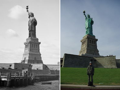 The Statue of liberty early 1900s and now 