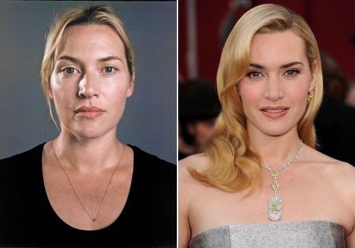 Kate Winslet with and without makeup 
