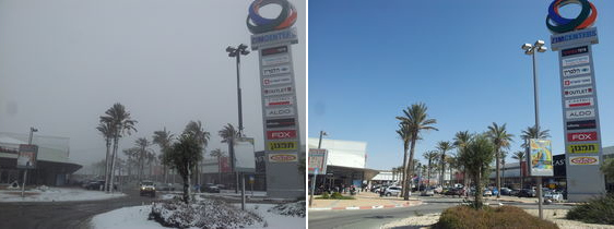 Arad, Israel, snow storm in the desert 2015 before and after photos 