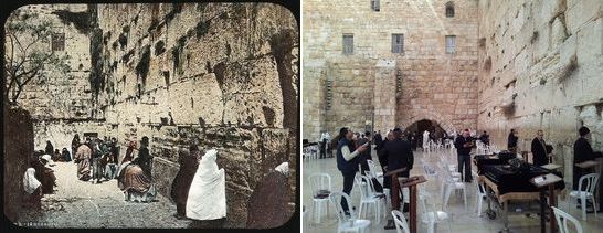 The western wall, Jerusalem, then and now -  1890 - 2014 