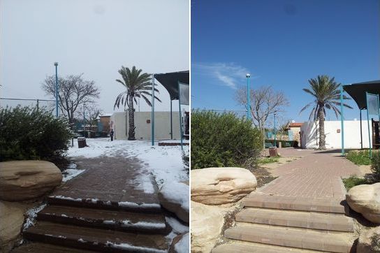 Arad snow before and after 2015  - Nahal st. park
