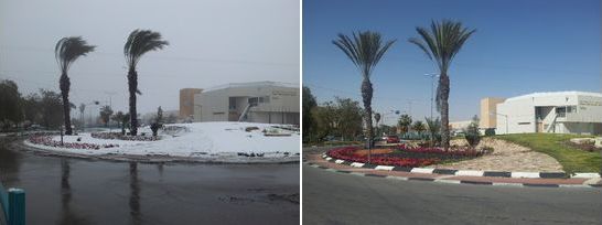 Arad, Israel, snow storm 2015 before and after, Ben yair St.
